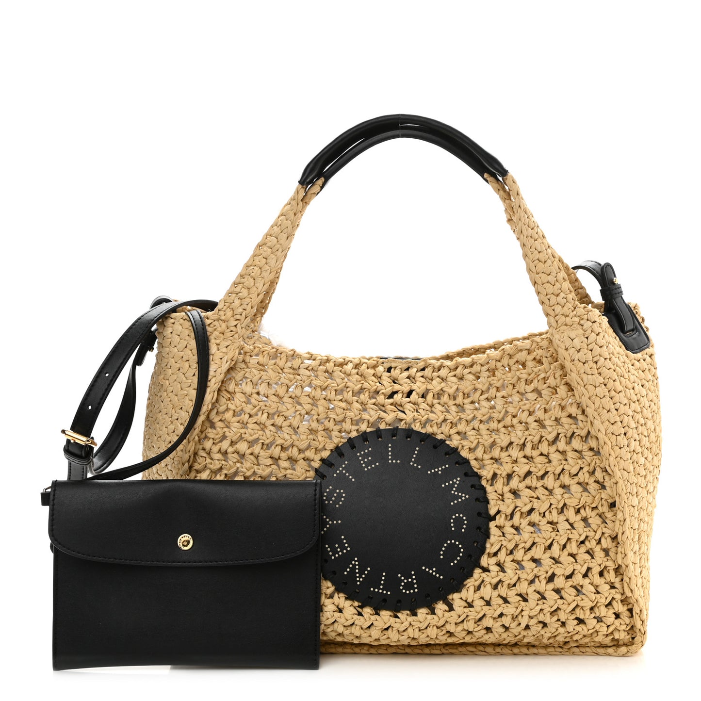 Braided Raffia Eco Alter Napa Perforated Logo Crossbody Bag Natural