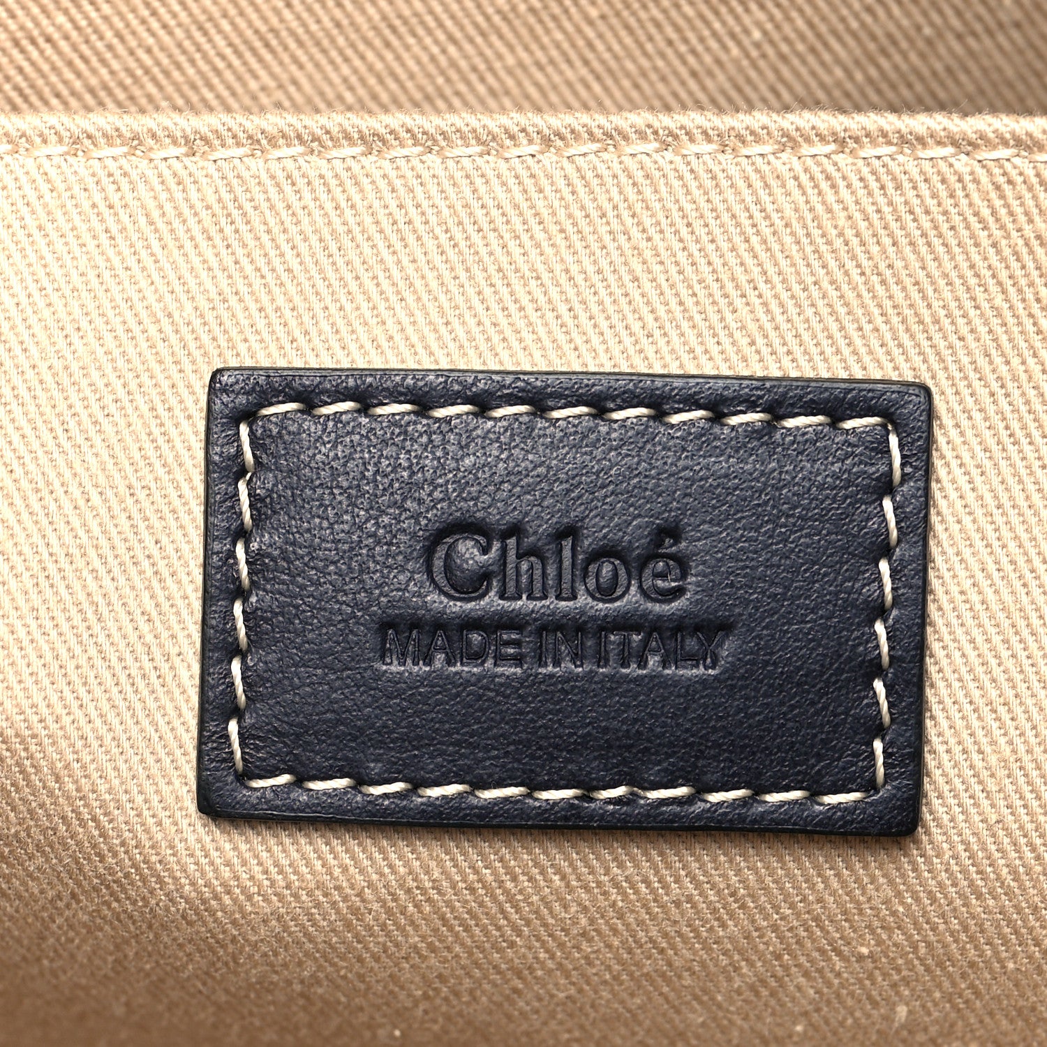 Chloe Cotton Calfskin Large Woody Ribbon Tote White Blue 5 of 9