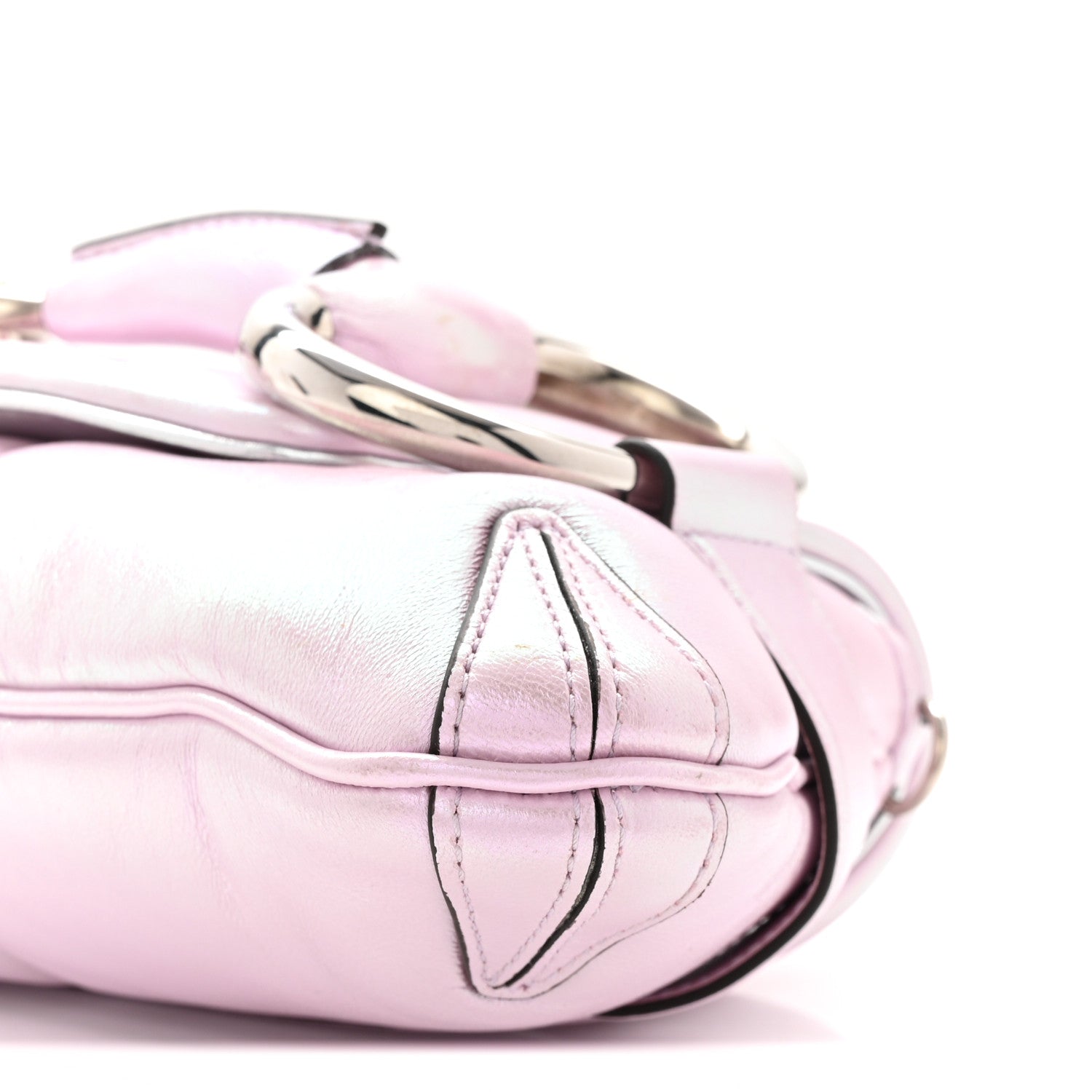 Gucci Iridescent Nappa Vertical Matelasse Medium Maxi Horsebit Chain Shoulder Bag Escape Pink 10 of 10