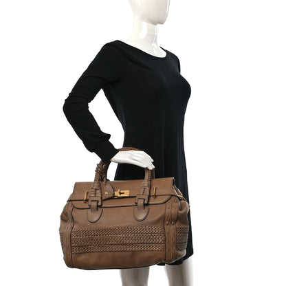 Gucci Calfskin Handmade Large Top Handle Bag Taupe 2 of 10