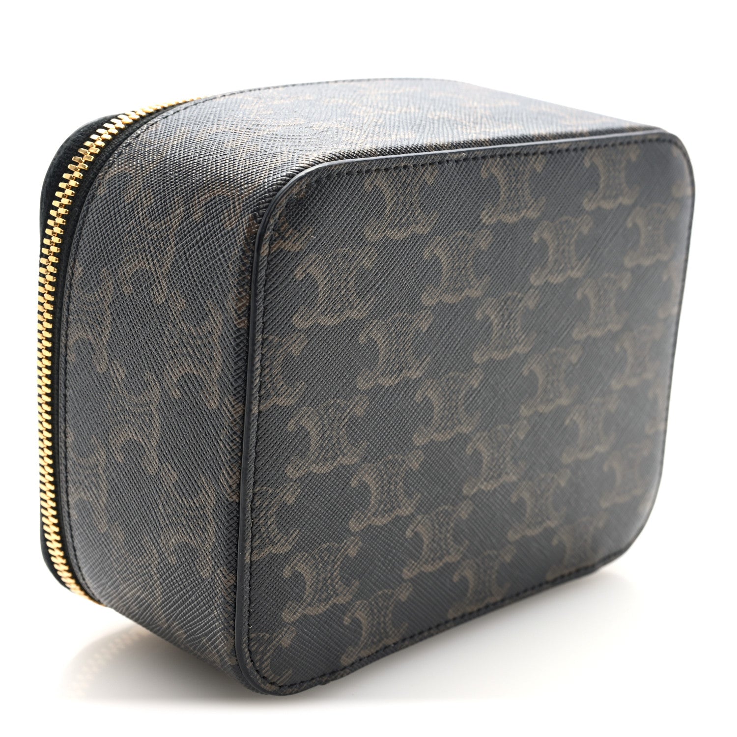 Celine Triomphe Canvas Calfskin Small Top Handle Toiletry Case Tan 4 of 6