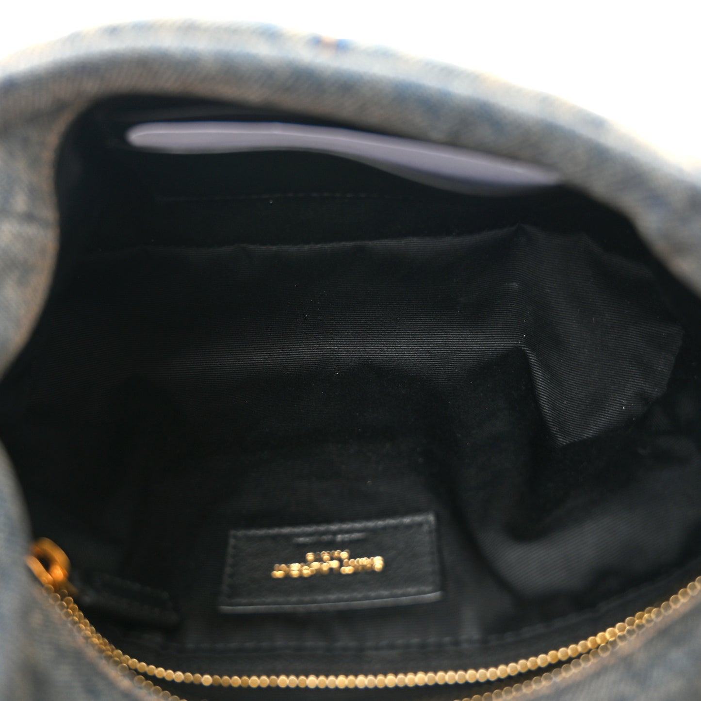 Denim Quilted Toy Loulou Puffer Monogram Chain Satchel Blue Black