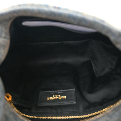 Saint Laurent Denim Quilted Toy Loulou Puffer Monogram Chain Satchel Blue Black 5 of 11