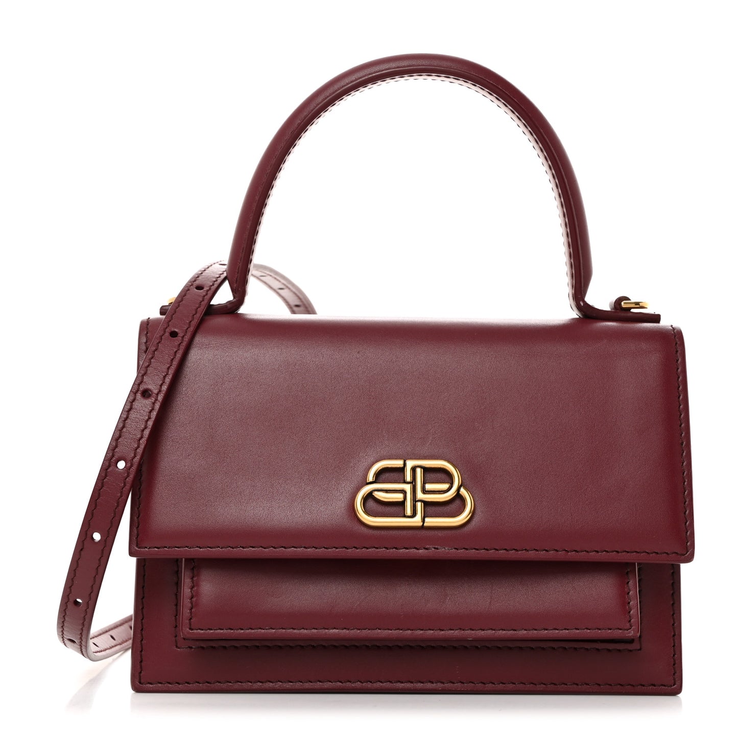 Box Calfskin XS Sharp Top Handle Bag Burgundy