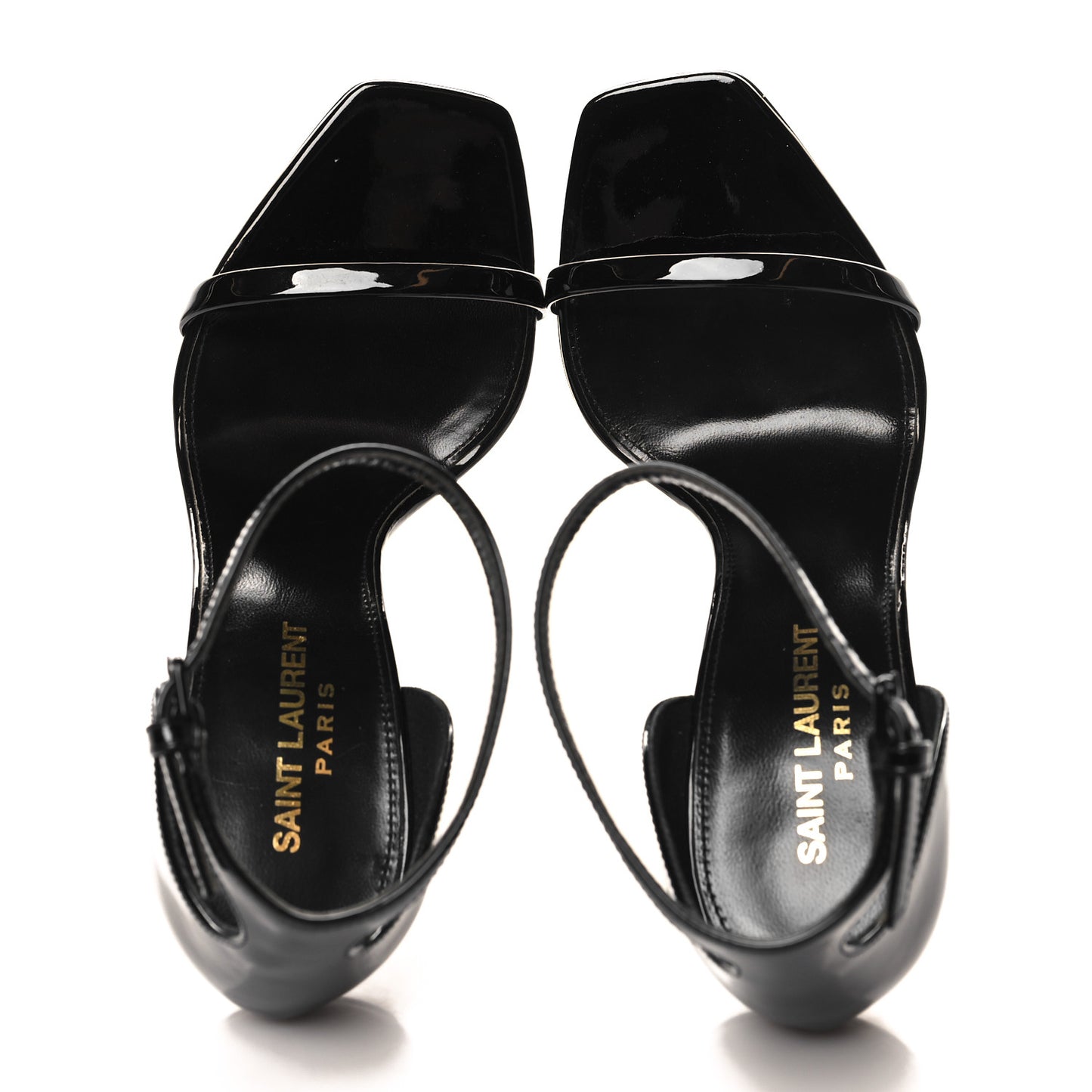 Patent Calfskin Opyum 110 Sandals 36.5 Black Gold