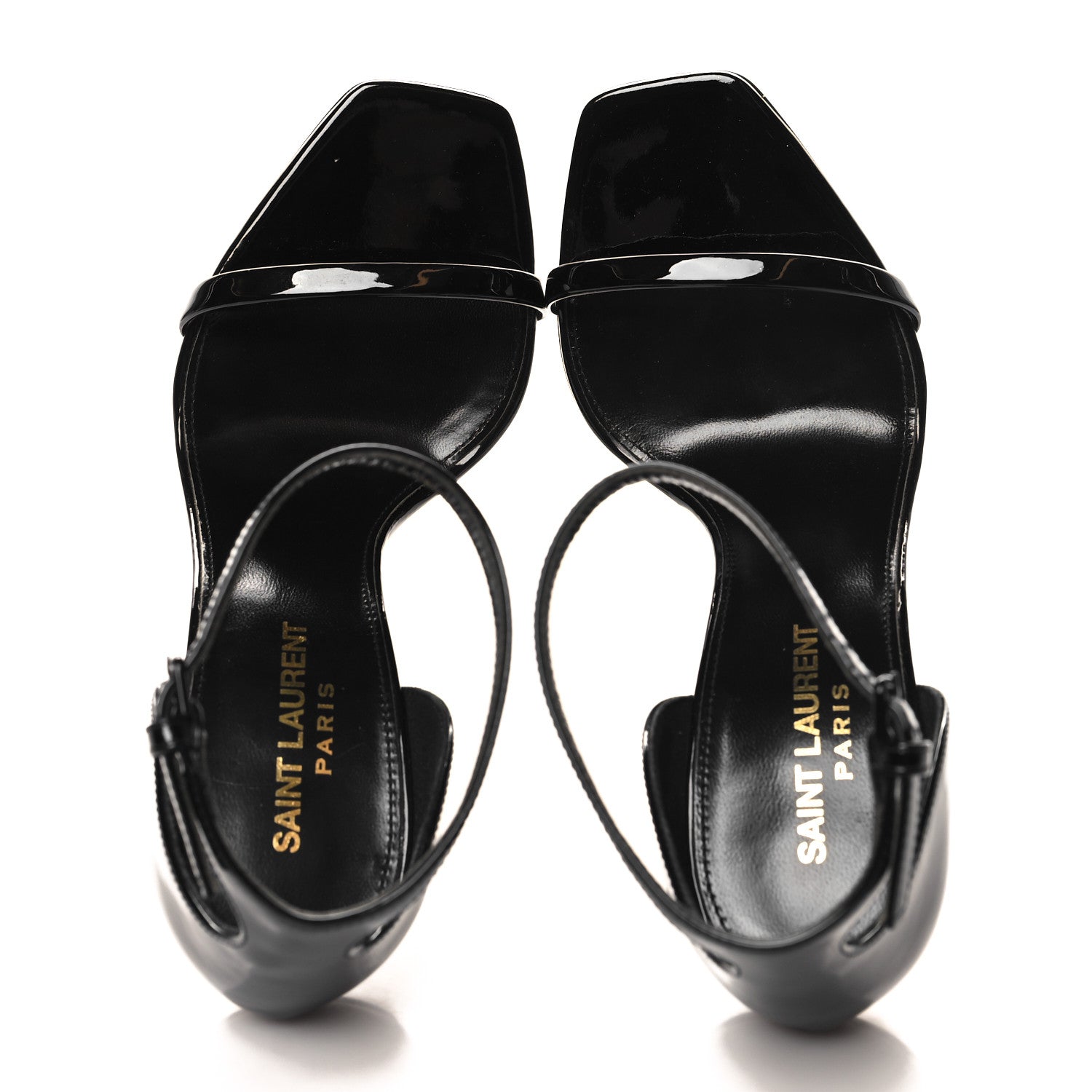 Saint Laurent Patent Calfskin Opyum 110 Sandals 36.5 Black Gold 2 of 10