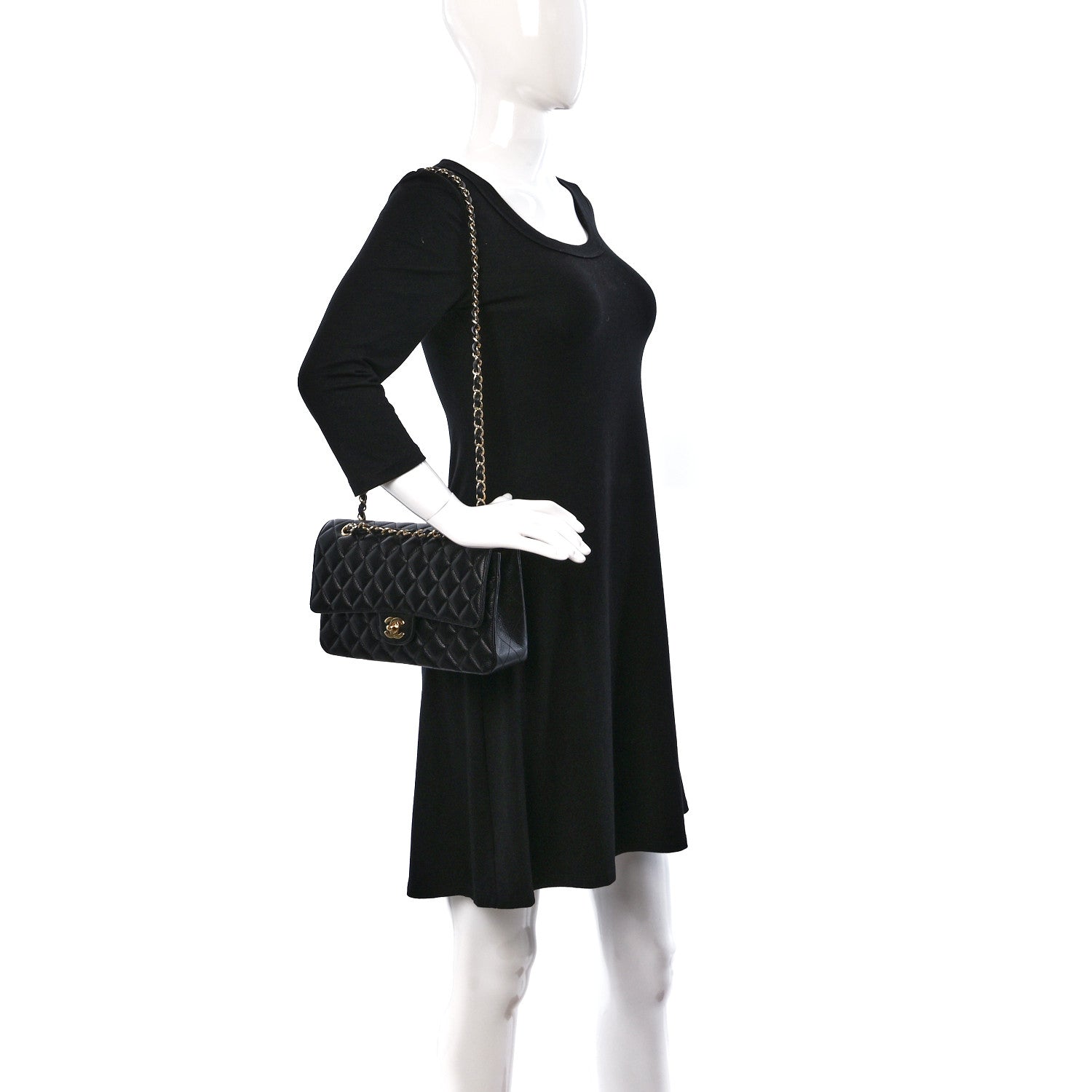 Chanel Caviar Quilted Medium Double Flap Black 2 of 9