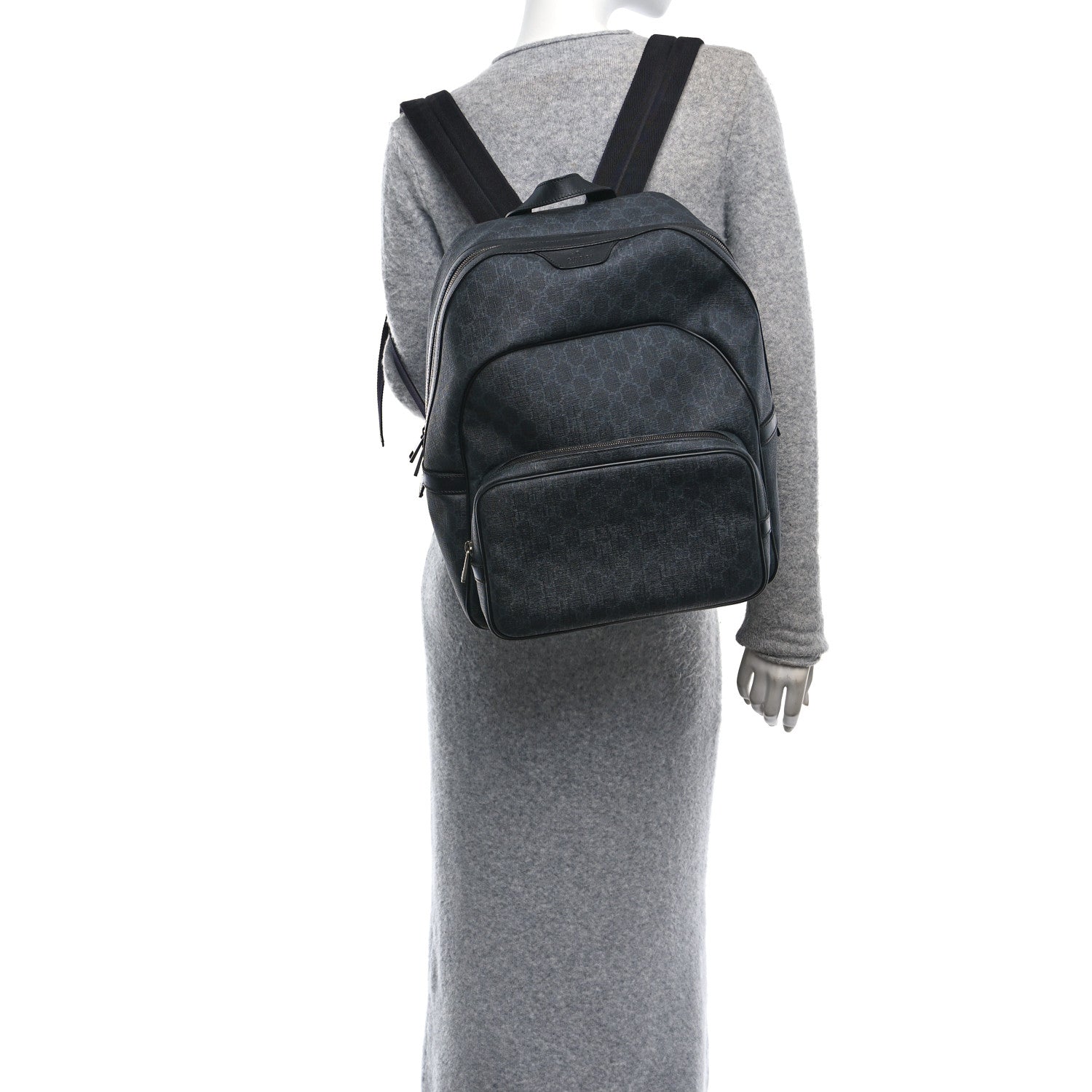 Gucci GG Supreme Monogram Medium Day Backpack Grey Black 3 of 12