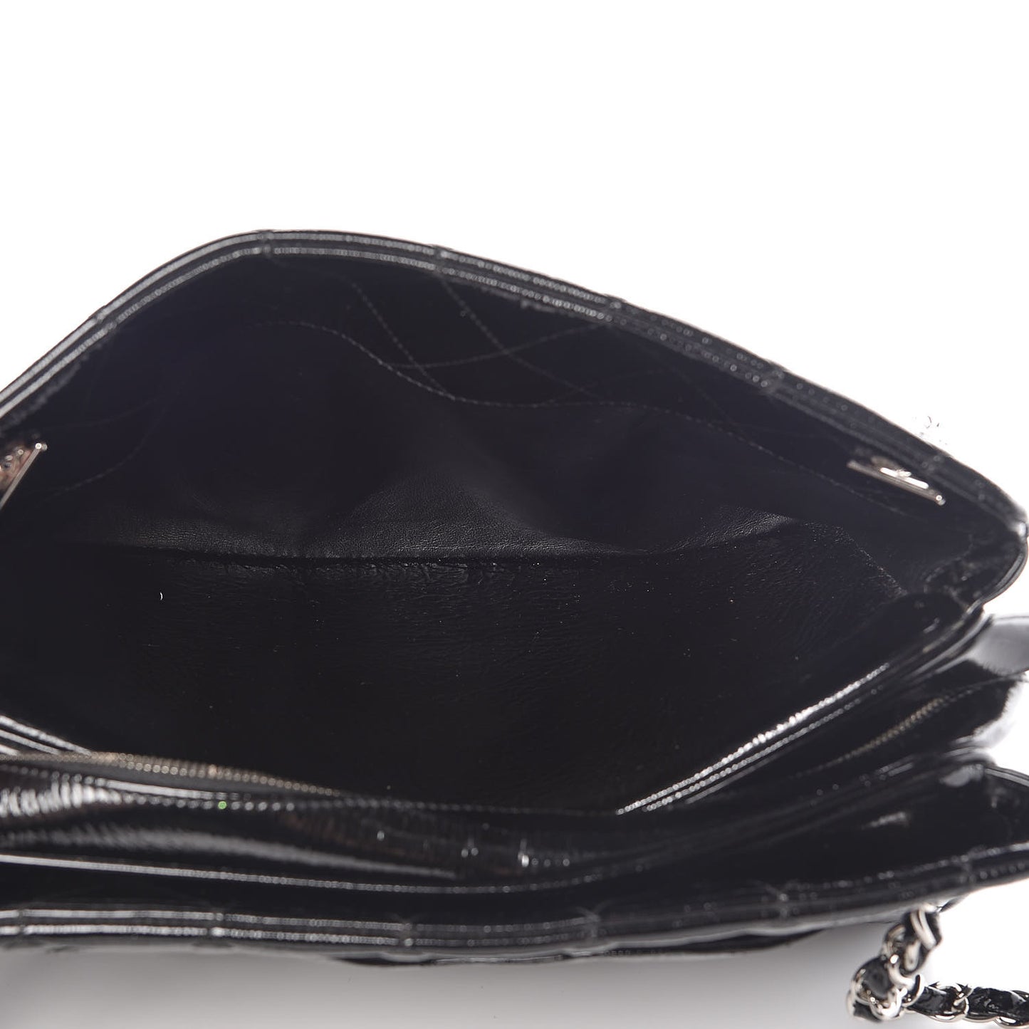 Patent Quilted Tote Black