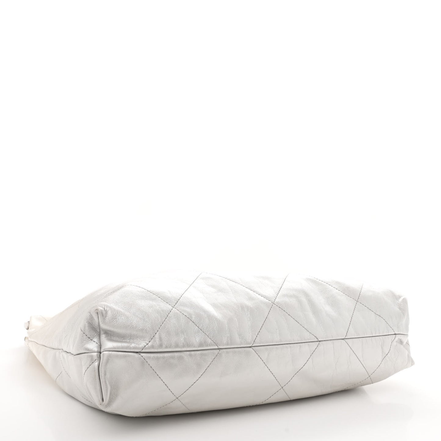 Metallic Shaded Calfskin Quilted Chanel 22 White Silver