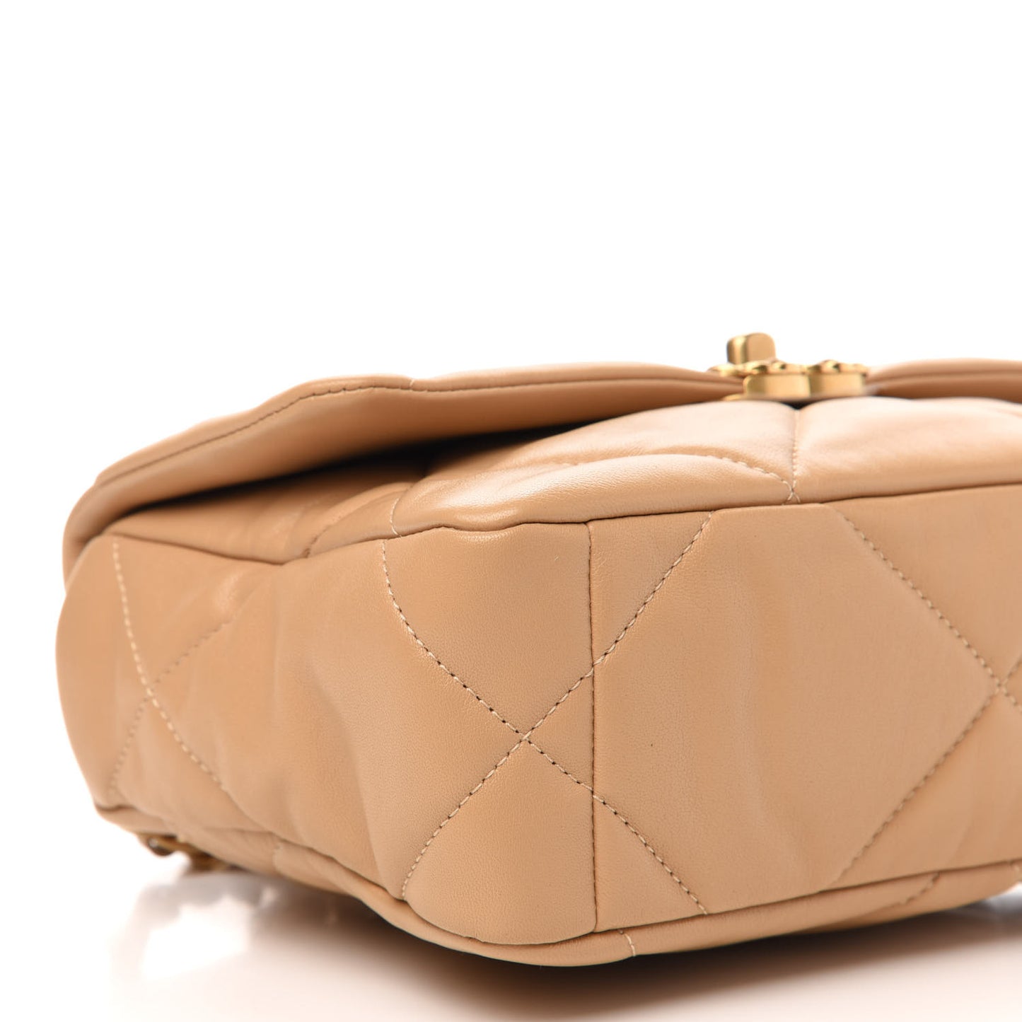 Lambskin Quilted Medium 19 Flap Dark Beige