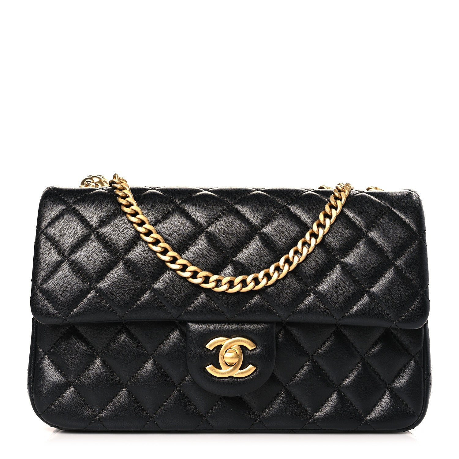 Chanel Lambskin Quilted Small Sweet Camellia Flap Black 1 of 9