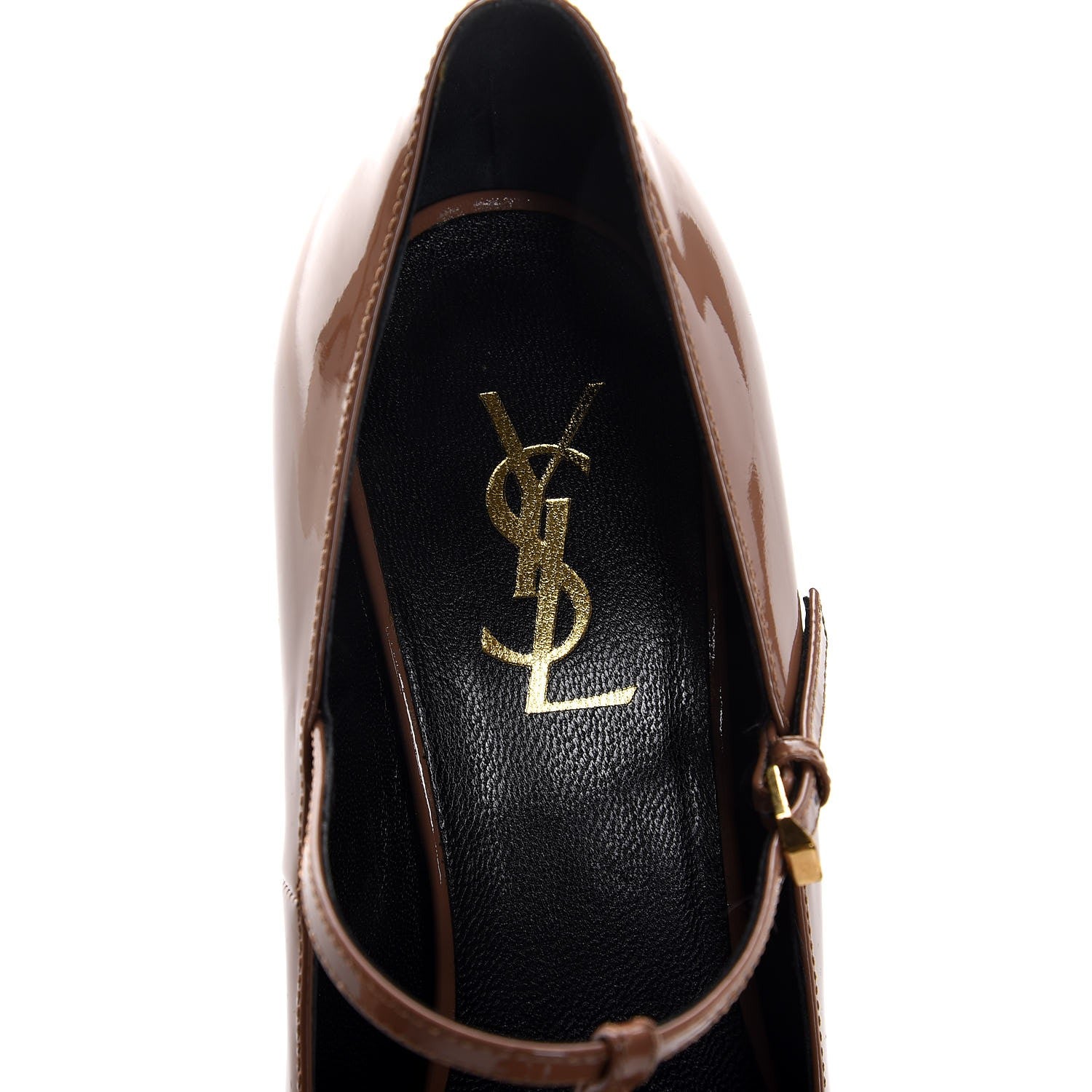 Saint Laurent Patent Tribtoo Platform Mary Jane T-Strap Pumps 39 Nude 13 of 14