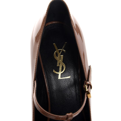 Saint Laurent Patent Tribtoo Platform Mary Jane T-Strap Pumps 39 Nude 13 of 14