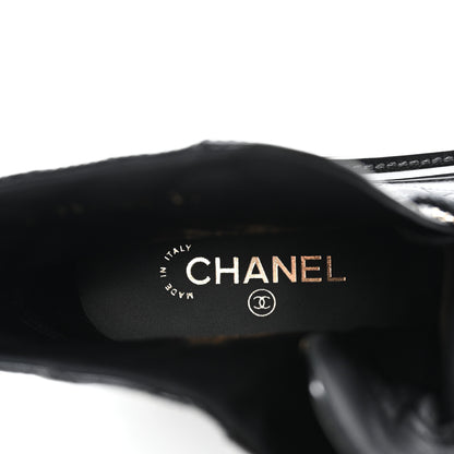 Chanel Shiny Calfskin Quilted Lace Up Combat Boots 39 Black 7 of 10