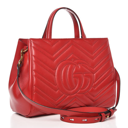 Gucci Calfskin Matelasse Small GG Marmont Tote Hibiscus Red 3 of 7
