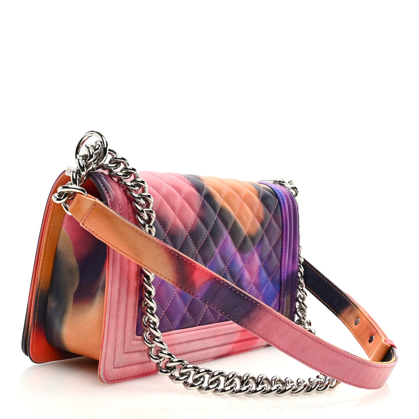 Printed Lambskin Quilted Medium Flower Power Boy Flap