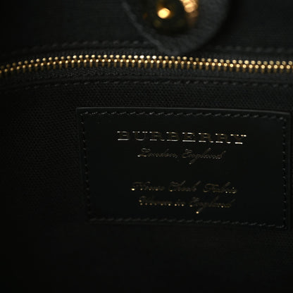 Burberry Grainy Calfskin House Check Medium Banner Tote Black 7 of 9