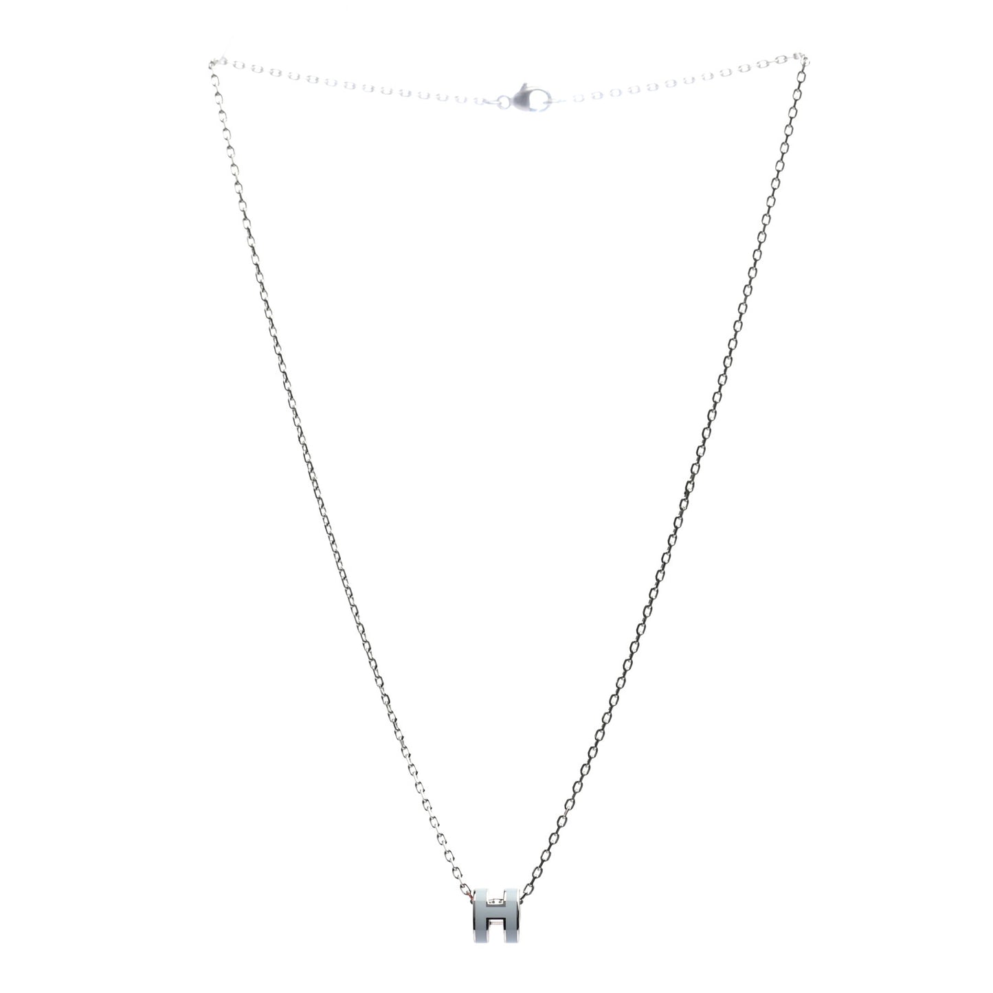 Lacquered Palladium Mini Pop H Pendant Necklace Bleu Zephyr