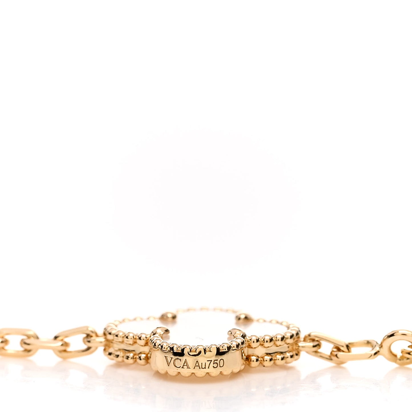 18K Yellow Gold Mother of Pearl 5 Motifs Vintage Alhambra Bracelet