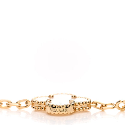 Van Cleef & Arpels 18K Yellow Gold Mother of Pearl 5 Motifs Vintage Alhambra Bracelet 4 of 5