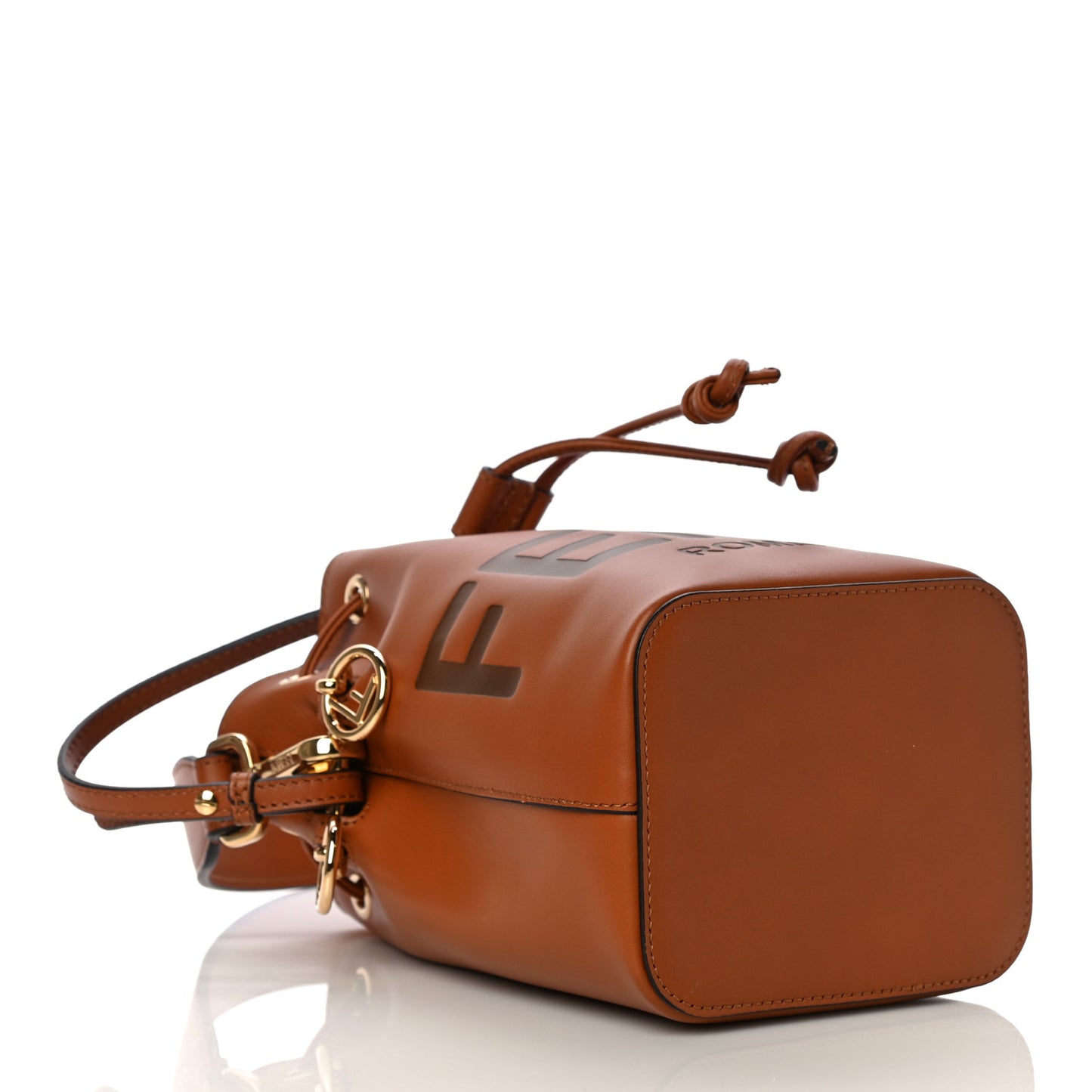 Vitello King F is Fendi Logo Embossed Mini Mon Tresor Bucket Bag Cuoio