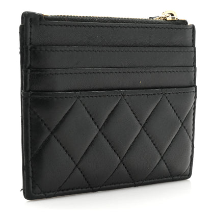 Chanel Lambskin Quilted Zip Card Holder Black 3 of 13