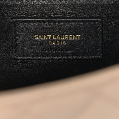 Saint Laurent Grain De Poudre Textured Mixed Matelasse Medium Triquilt Monogram Satchel Dark Beige 6 of 13