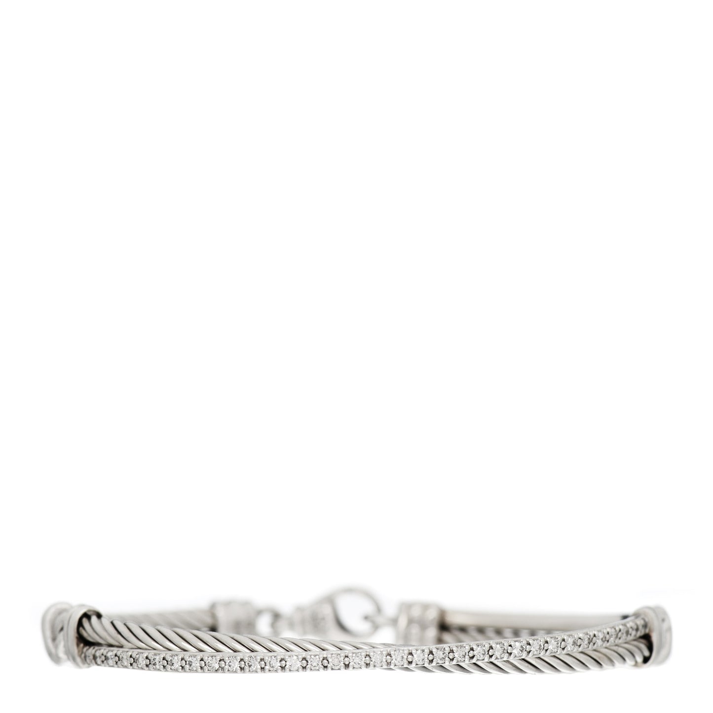 Sterling Silver Diamond 3mm Crossover Bracelet