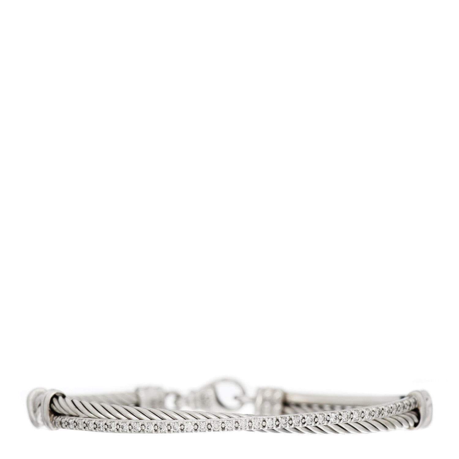 David Yurman Sterling Silver Diamond 3mm Crossover Bracelet 1 of 4