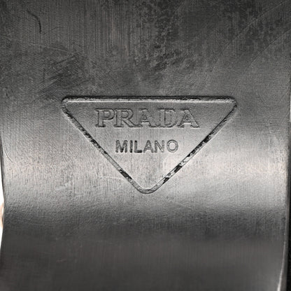 Prada Natural Calfskin Metal Triangle Logo 45mm Clogs Black 8 of 9
