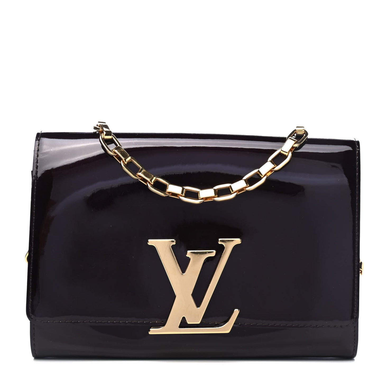Patent Calfskin Chain Louise GM Amarante