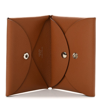 Hermes Evercolor Calvi Duo Card Case Gold 5 of 8