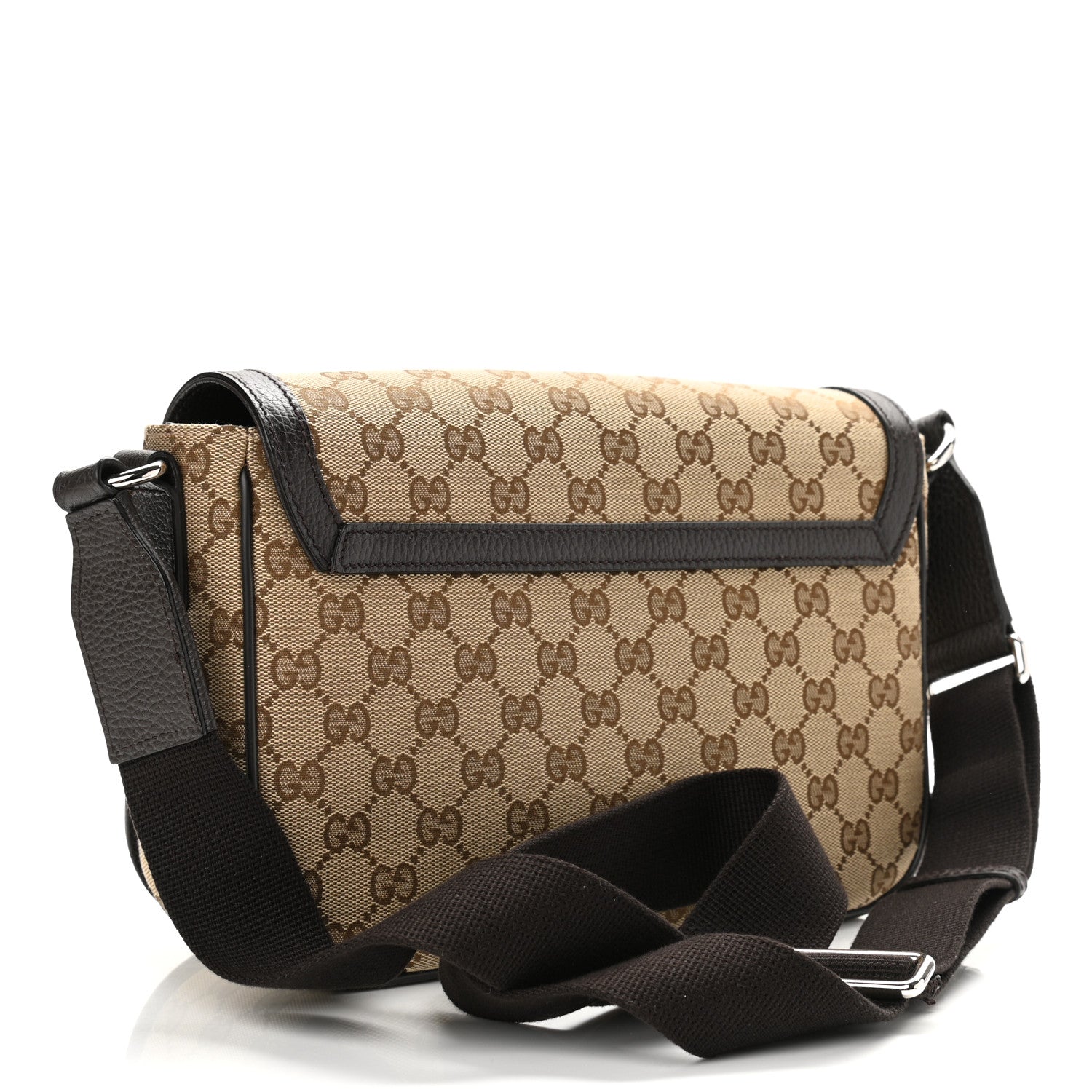 Gucci Monogram Flap Messenger Bag Beige Dark Brown 3 of 11
