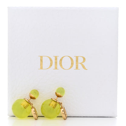 Christian Dior Metal Resin CD Tribales Earrings Translucent Green 5 of 5