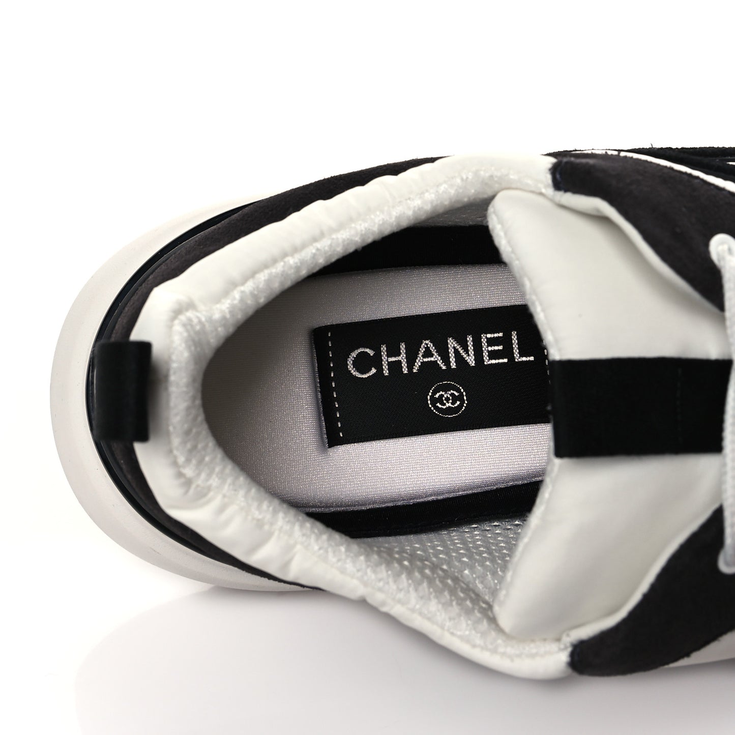Nylon Suede Calfskin CC Sneakers 40.5 White Dark Grey
