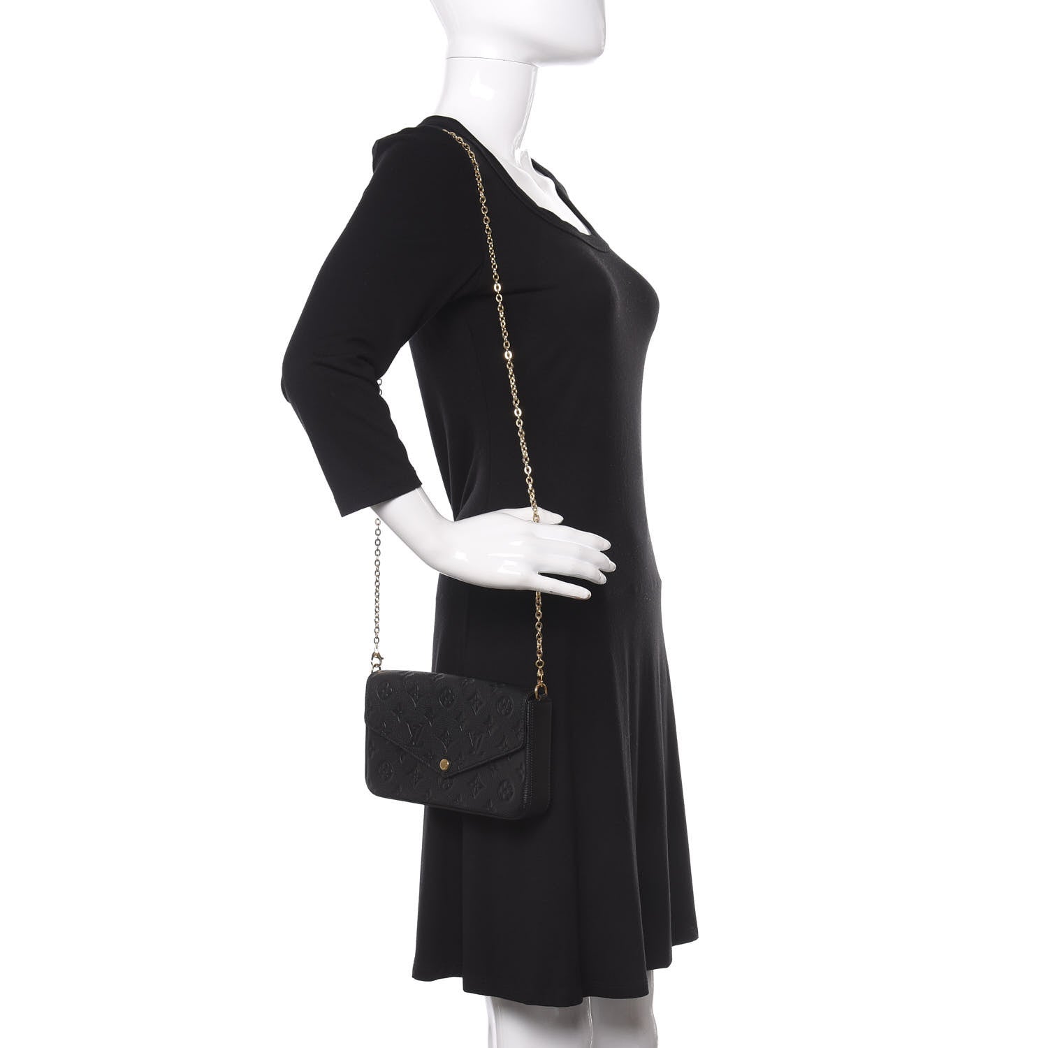 Louis Vuitton Empreinte Pochette Felicie Chain Wallet Black 2 of 9