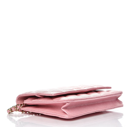 Chanel Iridescent Caviar Quilted Wallet on Chain WOC Rose Pink 5 of 10