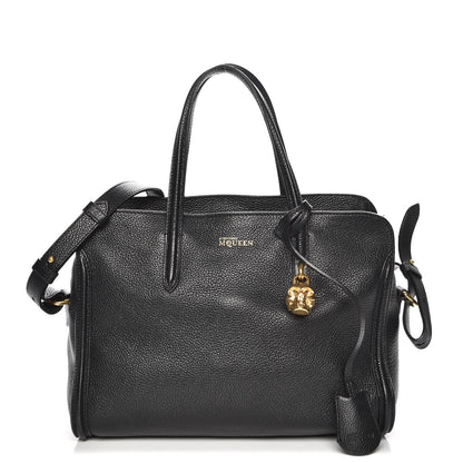 Alexander McQueen Pebbled Calfskin Small Skull Padlock Zip Around Tote Black 1 of 8