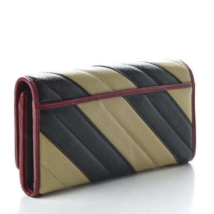 Gucci Azalea Calfskin Matelasse Diagonal Patchwork Torchon GG Marmont Continental Wallet Black Beige Romantic Cerise 3 of 11