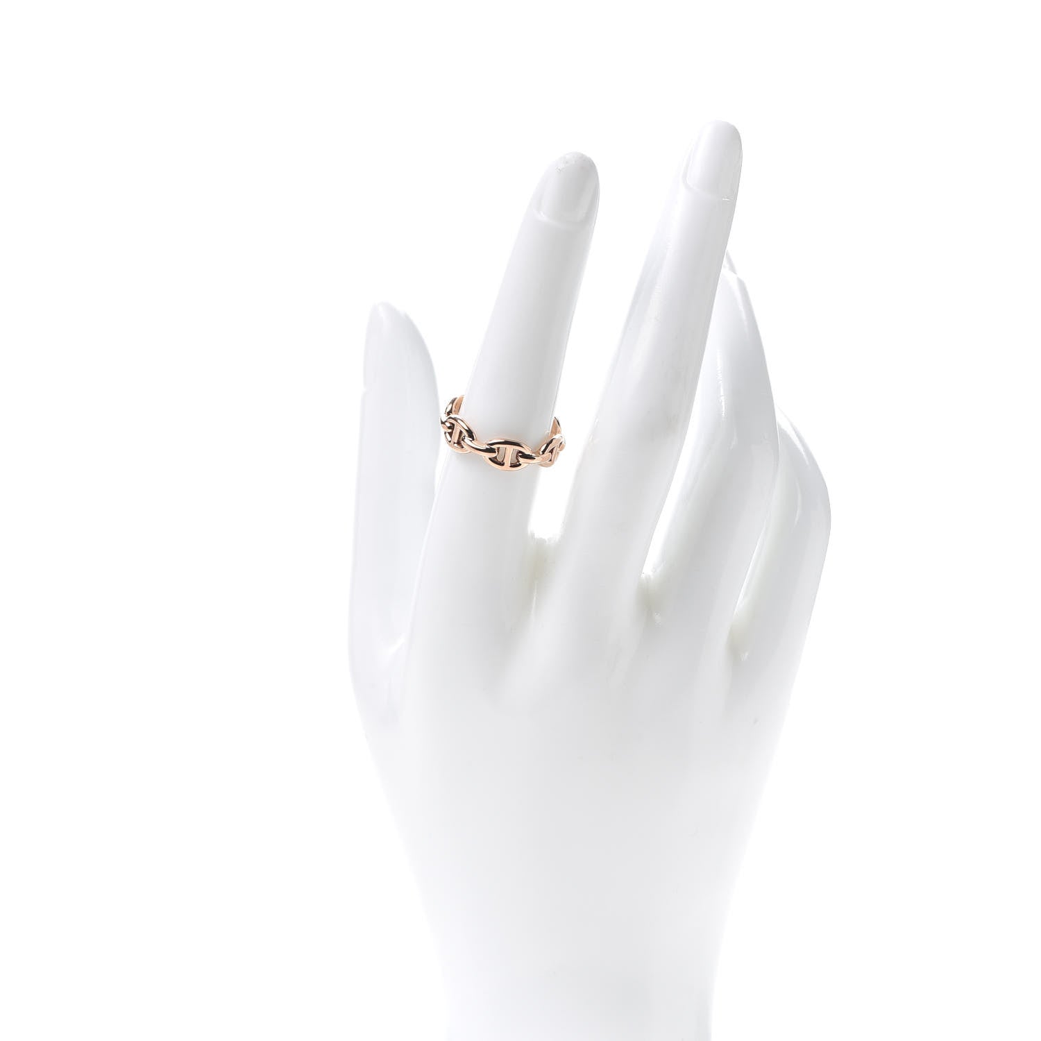 Hermes 18K Rose Gold PM Chaine d'Ancre Enchainee Ring 55 7.25 2 of 6