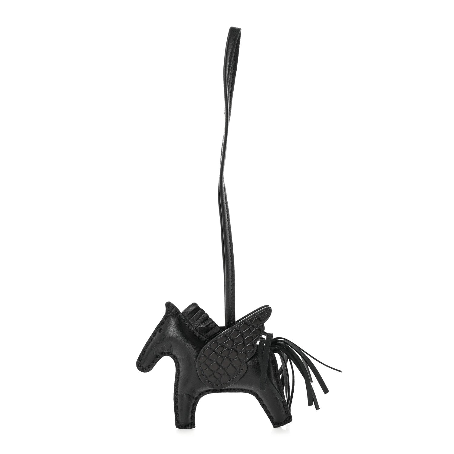 Hermes Milo Lambskin Matte Alligator Touch Grigri Rodeo Pegase Horse Bag Charm PM Black 1 of 5