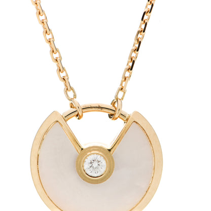 Cartier 18K Yellow Gold Diamond Mother of Pearl XS Amulette de Cartier Pendant Necklace 5 of 5