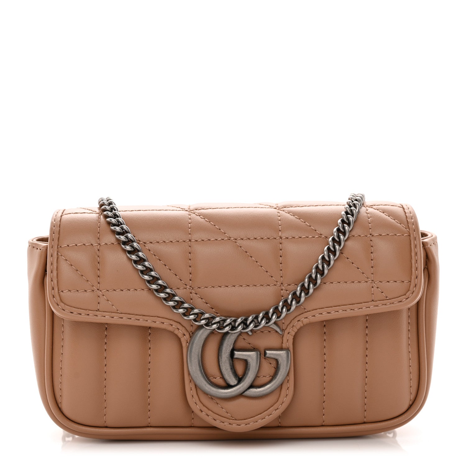 Gucci Calfskin Matelasse Aria Super Mini GG Marmont Shoulder Bag Camelia 1 of 10