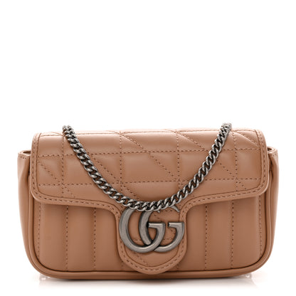 Gucci Calfskin Matelasse Aria Super Mini GG Marmont Shoulder Bag Camelia 1 of 10