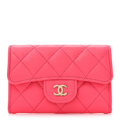 Chanel Caviar Quilted Flap Card Holder Wallet Fuchsia 1 of 8