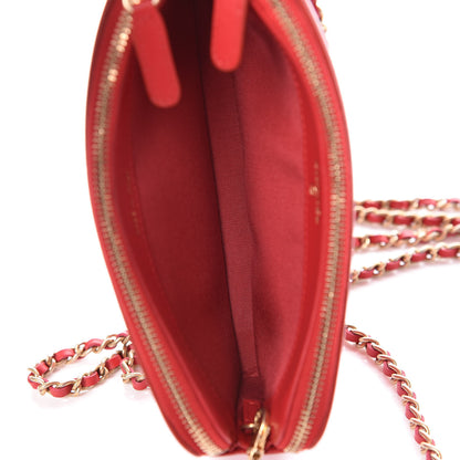 Chanel Caviar Quilted CC Filigree Clutch With Chain Red 9 of 16
