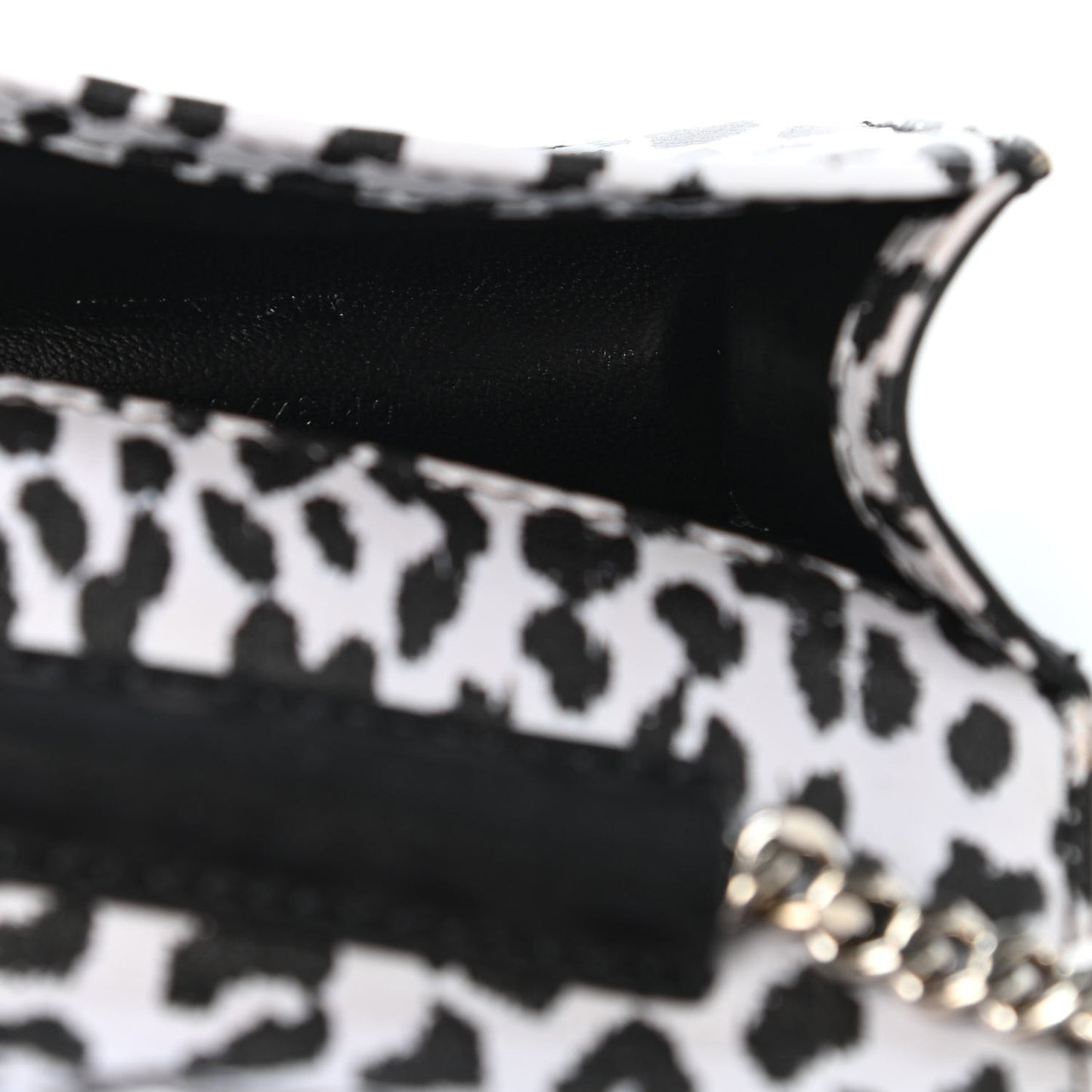 Calfskin Monogram Leopard Print Mini Candy Crossbody Black White