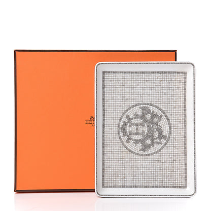 Hermes Porcelain Mosaique Au 24 Sushi Plate Platine 8 of 8