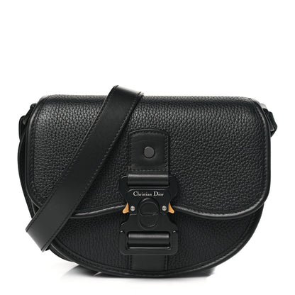 Christian Dior Grained Calfskin Mini Saddle Messenger Bag With Strap Black 1 of 11